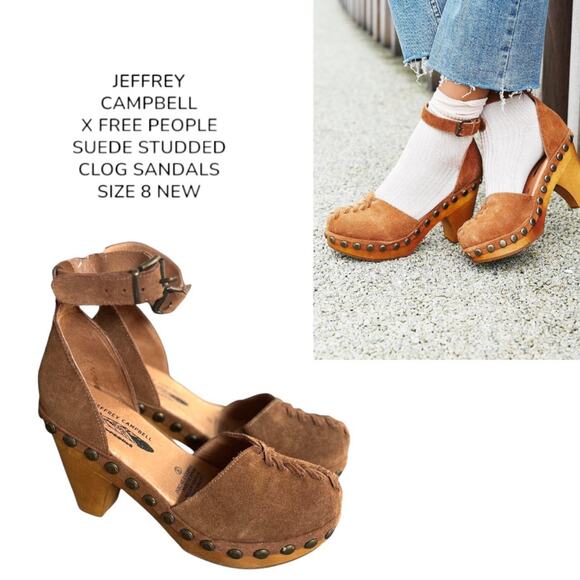 Jeffrey Campbell Shoes - JEFFREY CAMPBELL X FREE PEOPLE SUEDE STUDDED CLOG HEEL  SANDALS SIZE 7.5- 8 NEW